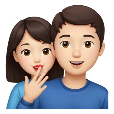 Asian girl blowing kiss to brunette boy  sticker