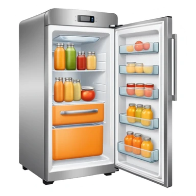 Hi refrigerator ! 
light orange color 
size: 512*512 
inside: full of ingridents sticker