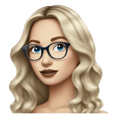 Beautiful Balayage pale model lady with glasses and blue eyes  sticker