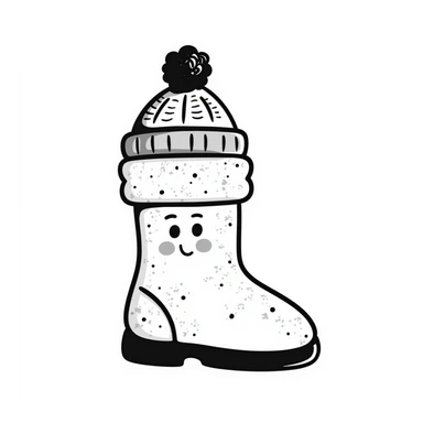 A smiling Russian felt boot (valenok) with a cute winter knitted hat with pom-pom on top sticker