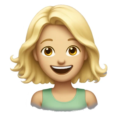 Blonde emoji girl laughing sticker