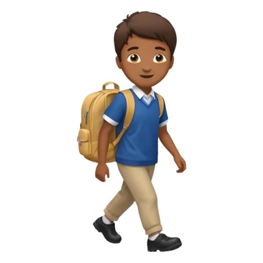 Boy walking to  in  uniform and backpack, full body sticker