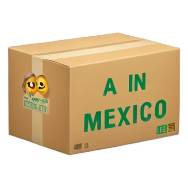 a box with "made in mexico" text sticker