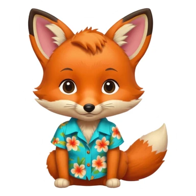 baby fox with aloha shirt sticker