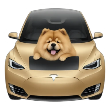 chow chow in a tesla car black sticker