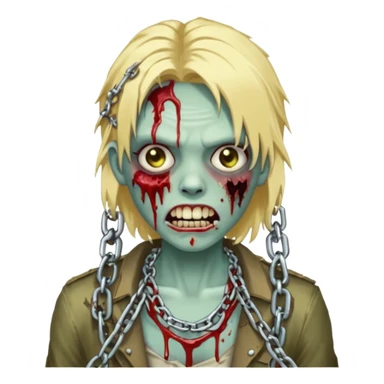 Zombie com dente de ouro e cabelo loiro com correntes sticker