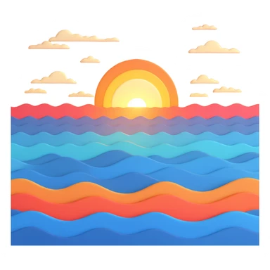 Waves sunset horizon sticker