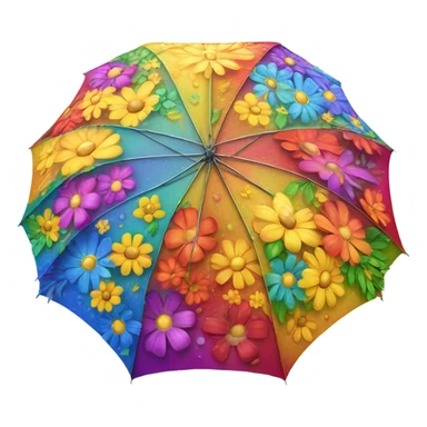 Large umbrella made of flowers with dew drops sticker