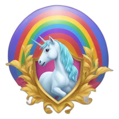 Coat-of-arms-held-by-rainbow-unicorns sticker