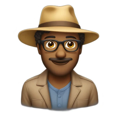 man with glasses and stubble with a hat that says "jazz baby" sticker