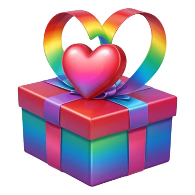 heart with rainbow gradient and gift box sticker