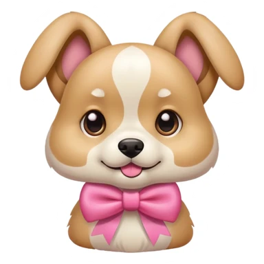 dog with pink bow playful expression sticker