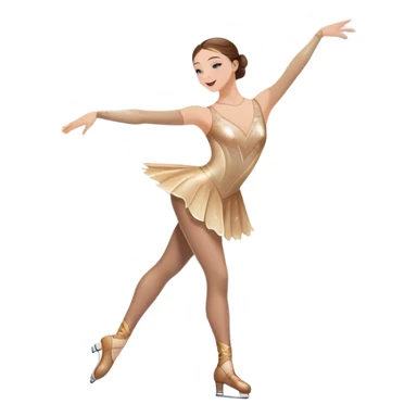 An icon featuring a graceful figure skater performing a spin on the ice. The background includes a grand ice rink palace with shining spotlights and cheering spectators in the stands. Transparent background highlights the elegance and artistry of figure skating sticker