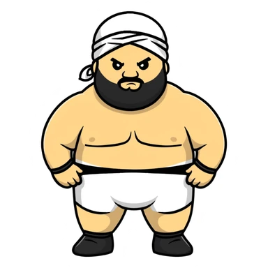 White skin fat guy with black durag, light stubble beard of a few days in wrestling singlet sticker