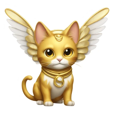 Golden Omni-Cat God with wings and a ring around its body  sticker