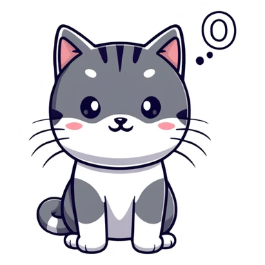 cat with white fur at the bottom and silver stripes at the top sticker