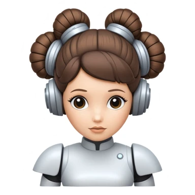 cartoon toy robot with Princess Leia's signature hair buns sticker