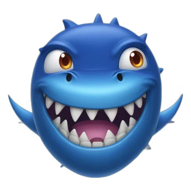 blue monster with sharp shark teeth  sticker
