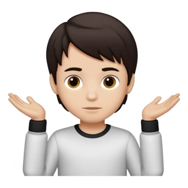 Dark brown hair, black and white skined and is a boy sticker