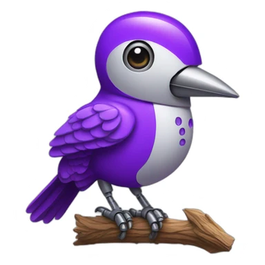 smiling purple robotic woodpecker sticker