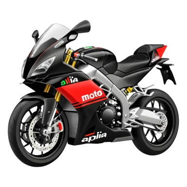 moto sportiva con scritta aprilia nera e solo avanti fluorescente  sticker