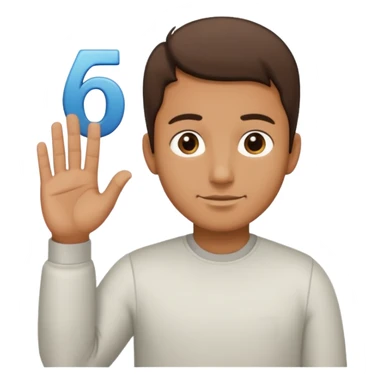 Make a man putting a hand by his sides and a 6 and a 7 beside his head sticker