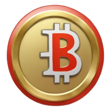 bitcoin coin red border but a C instead of the B in the middle sticker