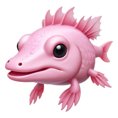 Cinematic Noble Axolotl Portrait Emoji, Poised and regal, with a slender, graceful build and smooth, pale pink skin adorned with feathery external gills, deep-set soulful dark eyes, Simplified yet sharp and sophisticated features, highly detailed, glowing with a soft, ethereal glow, high shine, intelligent and enigmatic, stylized with an air of aquatic elegance, focused and attentive, soft glowing outline, capturing the essence of a watchful and mystical creature, so majestic it feels as though it could glide out of the screen with effortless authority! sticker