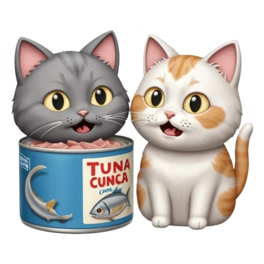 Two cats arguing over TUNA sticker