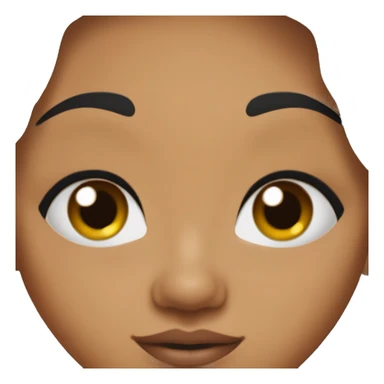 woman with black hair (ponytail), black eyes, wide set eyes, tanned skin (slightly reddish), plump lips sticker