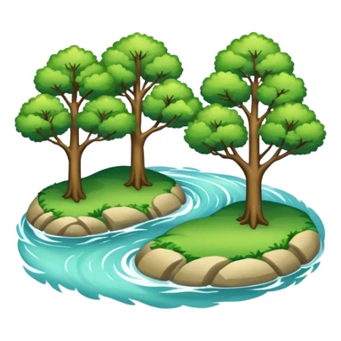 Hangang river with trees, no outline sticker