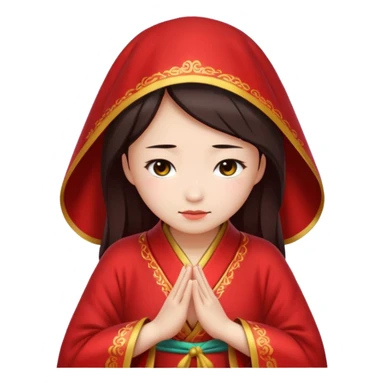 Chinese lady bowing in red robe sticker