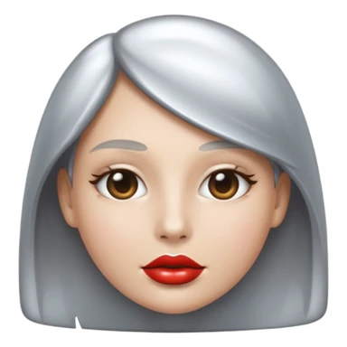 Chrome silver lips emoji, glossy metallic texture, iOS emoji style, smooth reflections, bold but minimal design, centered sticker