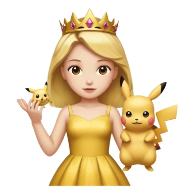 Princess with gold dress on and Pikachu sticker