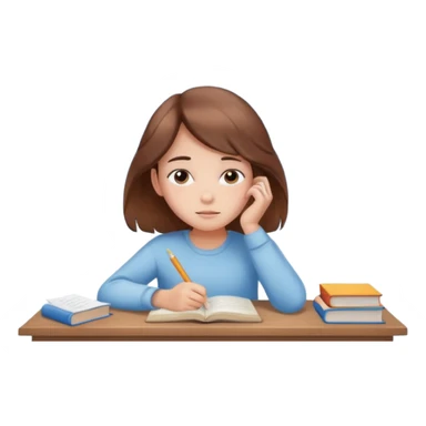determined shy girl who is dreaming of 100%on her exam in a dream cloud   brown hair sticker