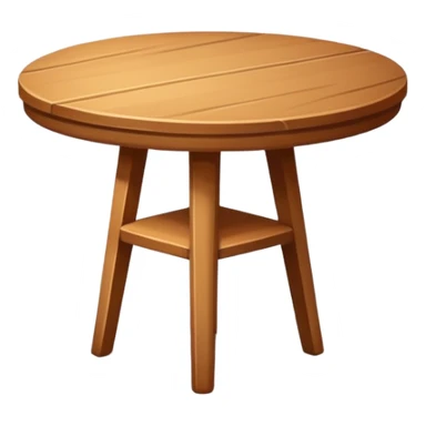 A flat-style wooden table icon viewed at a slight angle, minimal details, soft edges, subtle shading to suggest depth, the same aesthetic as the '🪑' chair emoji, no background. sticker