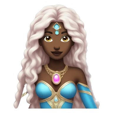 magical diva with pink andromedan skin long hair and blue eyes glowing third eye sticker