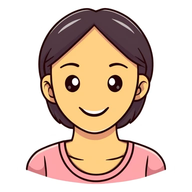 young adult woman with smile sticker
