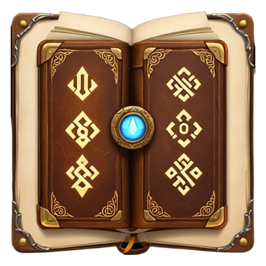 Spell Book – Old leather book with glowing runes and bookmarks sticker