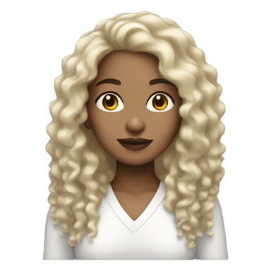 light skin woman with black long black curly hair   sticker