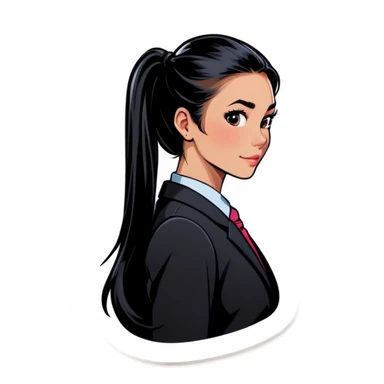 Business girl with black ponytail sticker