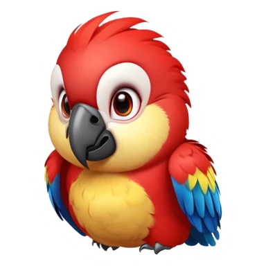 cinematic-cute-macaw-portrait-emoji,-head-tilted-playfully-and-inquisitively,-with-a-dazzling-red-plumage-and-round,-sparkling-eyes-filled-with-charm,-simplified-yet-irresistibly-adorable-features,-highly-detailed, white beak sticker