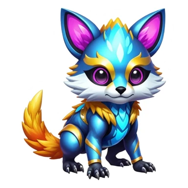 Shiny Epic Edgy Cute Colorful Vibrant Modern Vernid-Protogen-creature-animal, full body sticker