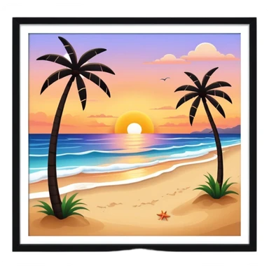 The beach summer with sunset sticker
