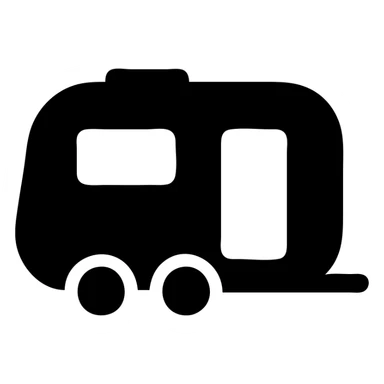 caravan, solid filled icon style, monochrome, strong silhouette, no outlines sticker