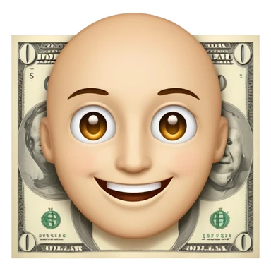 very happy face with dollar signs for eyes sticker