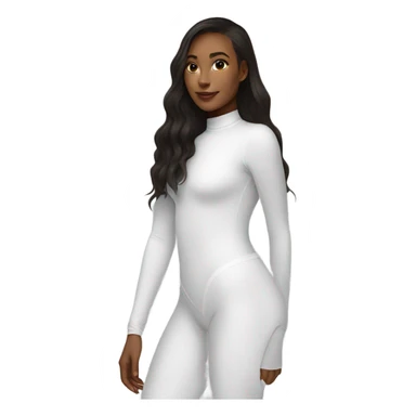 white long sleeve closed neck shapewear bodysuit sticker