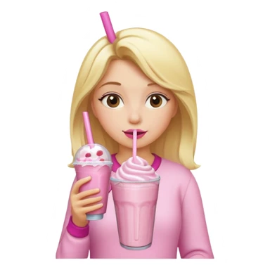 Blonde Girl drinking a pink milkshake sticker