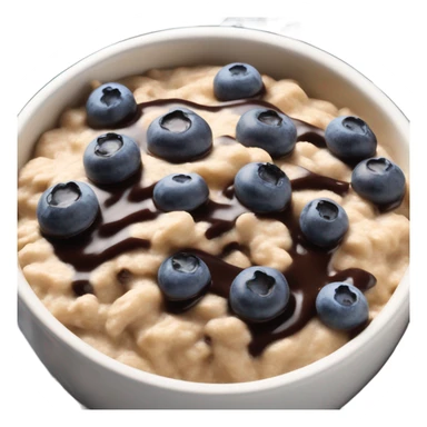 oatmeal in a bowl topped with blueberries and chocolate sauce sticker