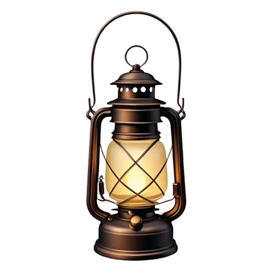 Cinematic Realistic Lantern, an old-fashioned glass lantern with a warm flickering glow, delicate details on the metal handle, softly illuminating the surrounding darkness, glowing with a comforting and nostalgic charm. sticker